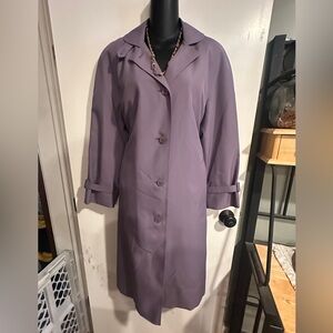 Misty Harbor Classic Purple Trench Coat with soft Fur and Silk Interior Lining